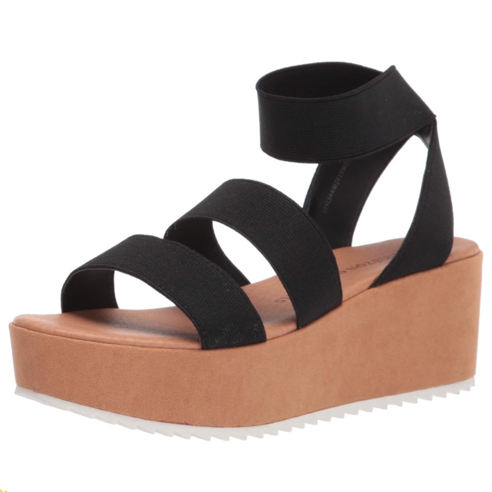 Women's Black and Tan Platform Sandals